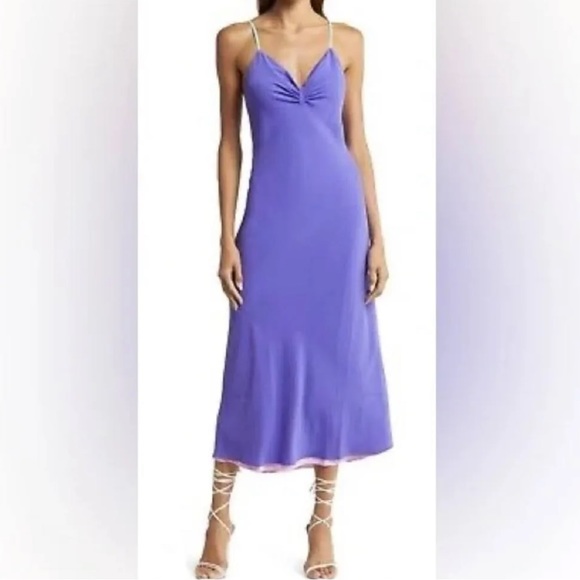 LE SUPERBE Bessette reversible purple or pink midi slip dress NWT - Picture 14 of 16